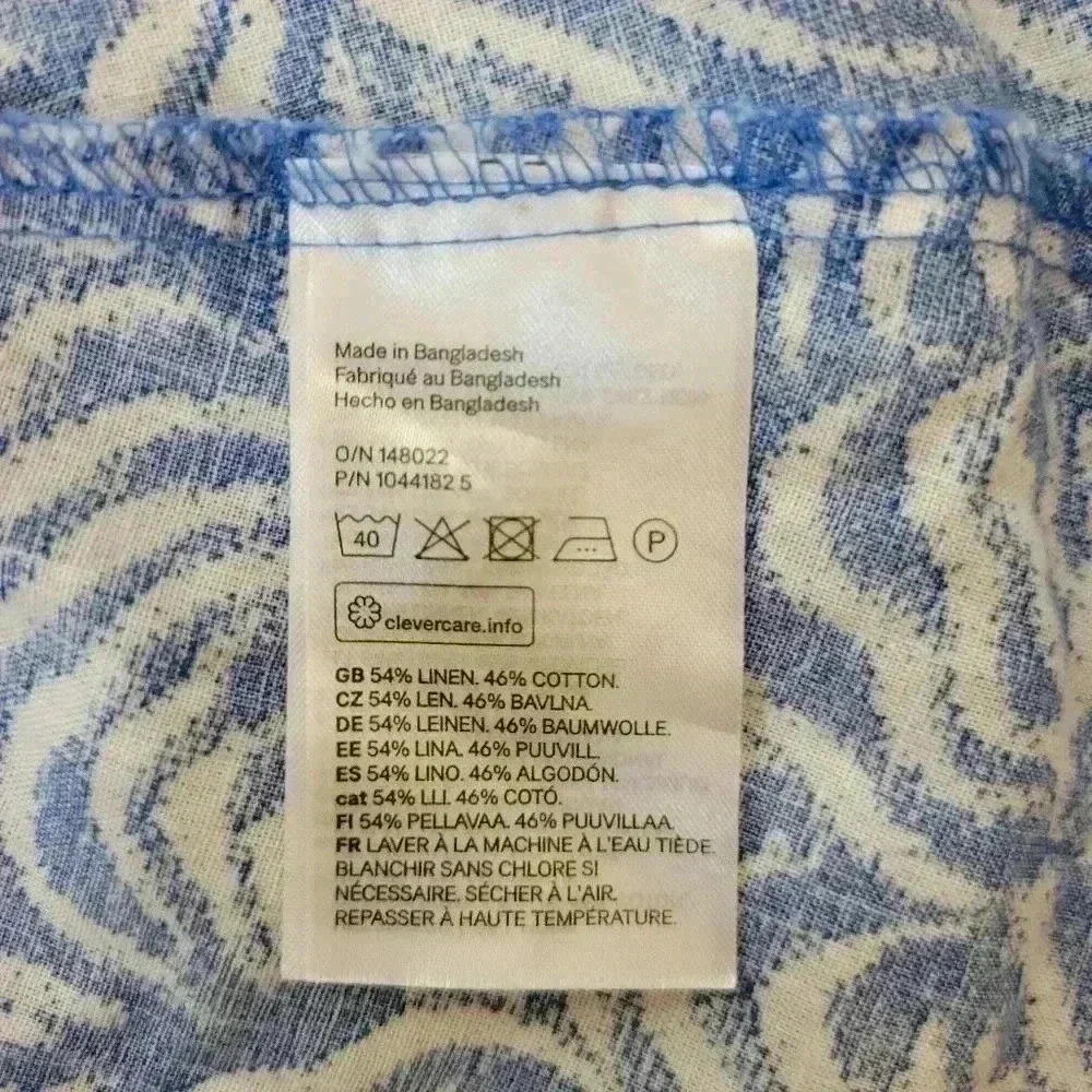 H&M Blue Linen Longsleeve Short Dress, Sz XS - Picture 10 of 10
